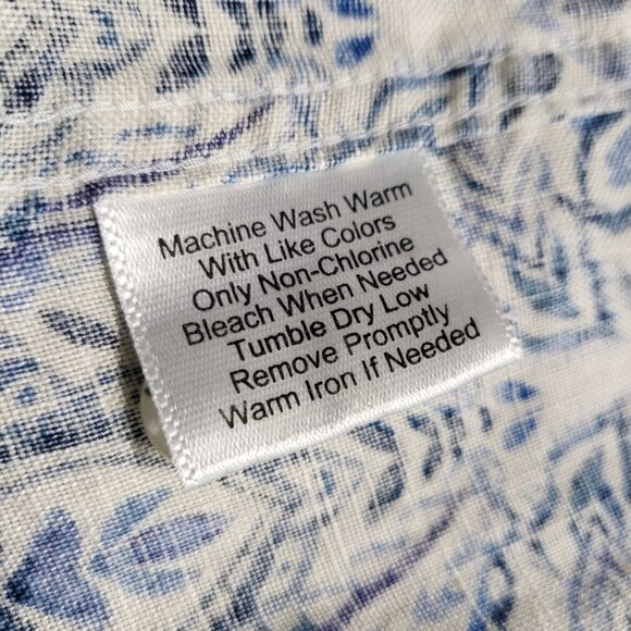 Joseph Abboud Linen Shirt Mens Medium Button Up Long Sleeve Paisely Print - Picture 5 of 14